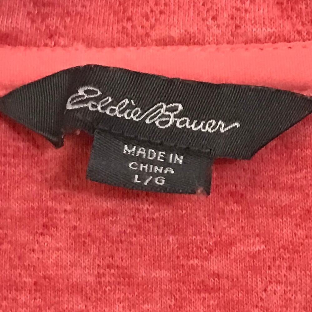 Eddie Bauer Top Sweater Size Large Womens Long Sleeve Quarter Zip Quilted Salmon - Picture 3 of 10
